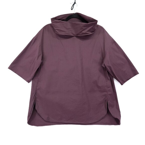 COS Roll Neck Tunic Top Size 4 Quarter Sleeve Minimalist Blouse Long Back Hem - Picture 2 of 16